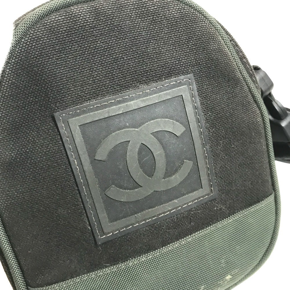 CHANEL Sports CC CC Mark logo Bag Pochette Crossbody Shoulder Bag Canvas Black/khaki Used