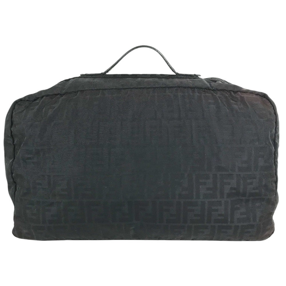 FENDI FF Logo Zucca Bag 2WAY Duffle Bag Nylon Black Used