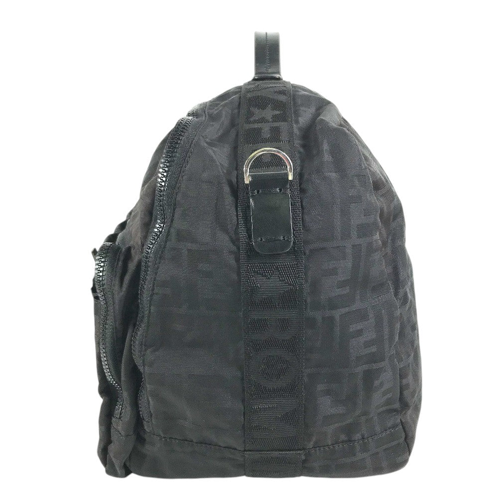 FENDI FF Logo Zucca Bag 2WAY Duffle Bag Nylon Black Used