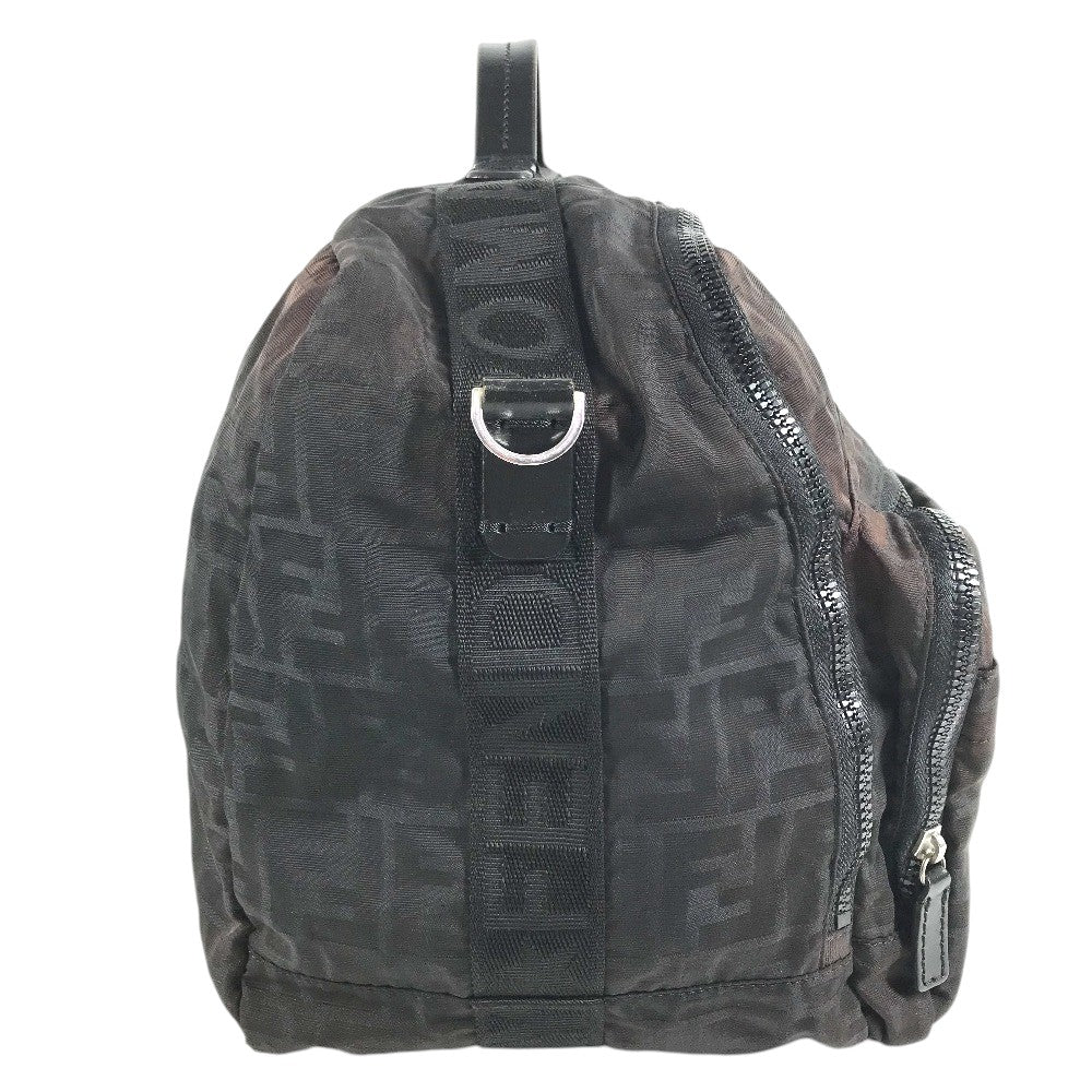 FENDI FF Logo Zucca Bag 2WAY Duffle Bag Nylon Black Used