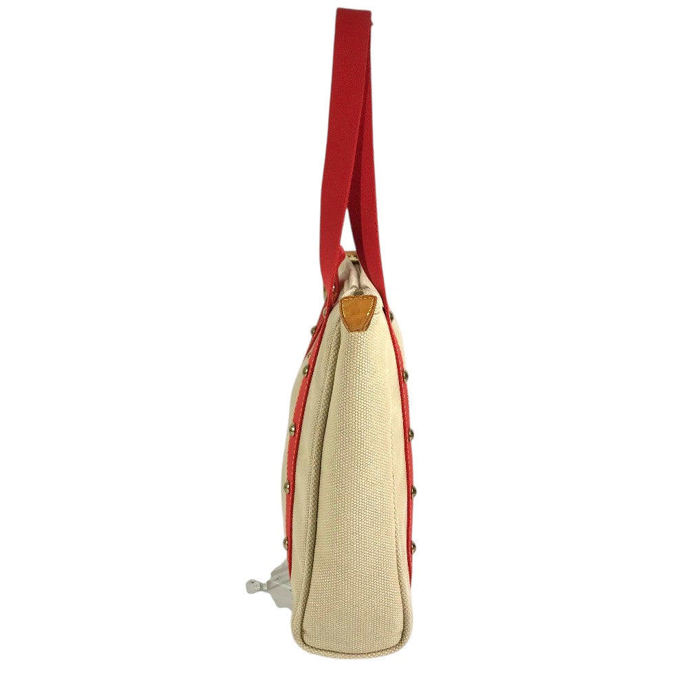 LOUIS VUITTON M40035 Antigua Cabas MM Bag Tote Bag shawl Shoulder Bag Canvas Beige/Red Used
