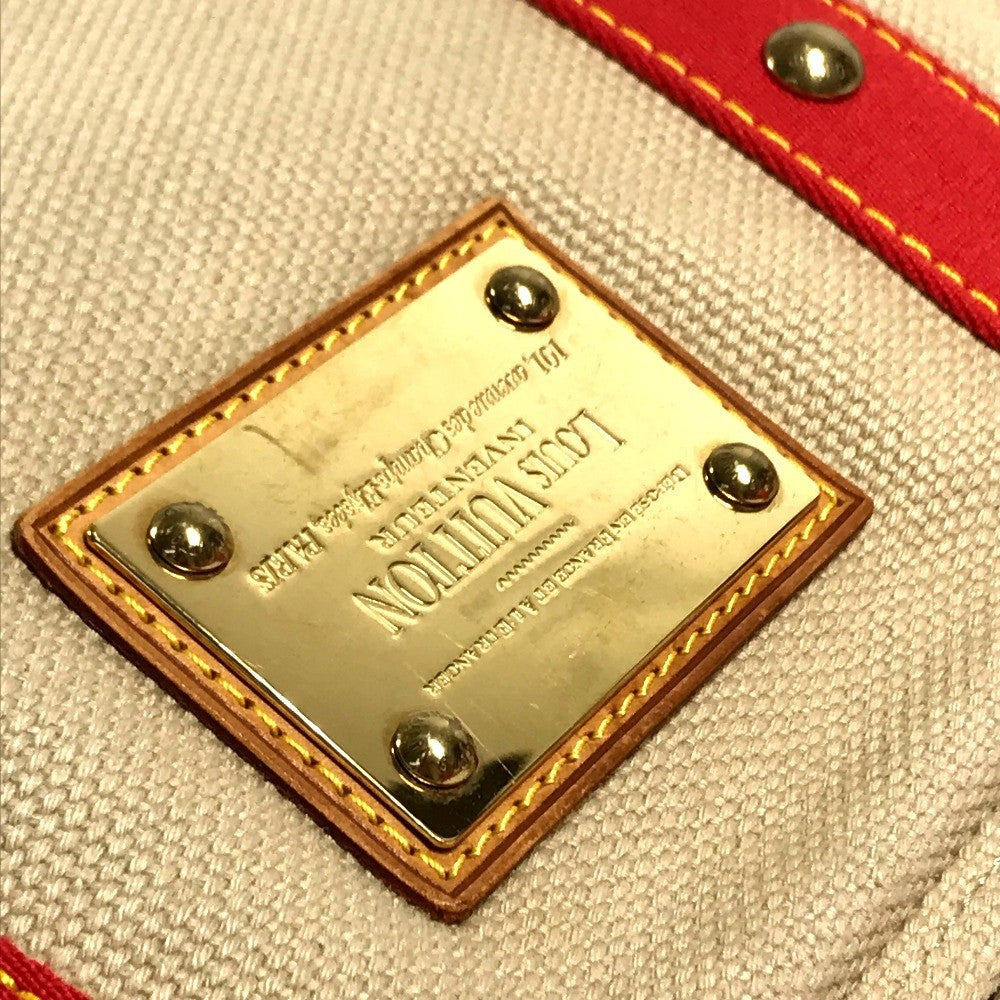 LOUIS VUITTON M40035 Antigua Cabas MM Bag Tote Bag shawl Shoulder Bag Canvas Beige/Red Used