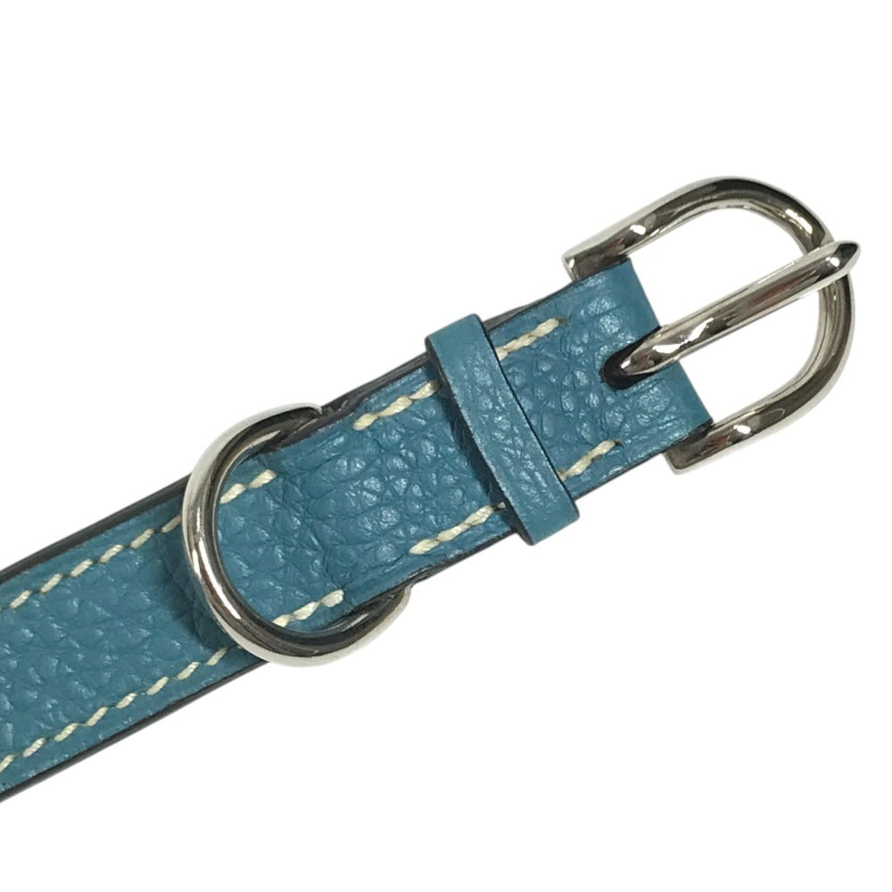 HERMES pet color Kelly collar Dog Animal Collar Leather blue/Silver Used