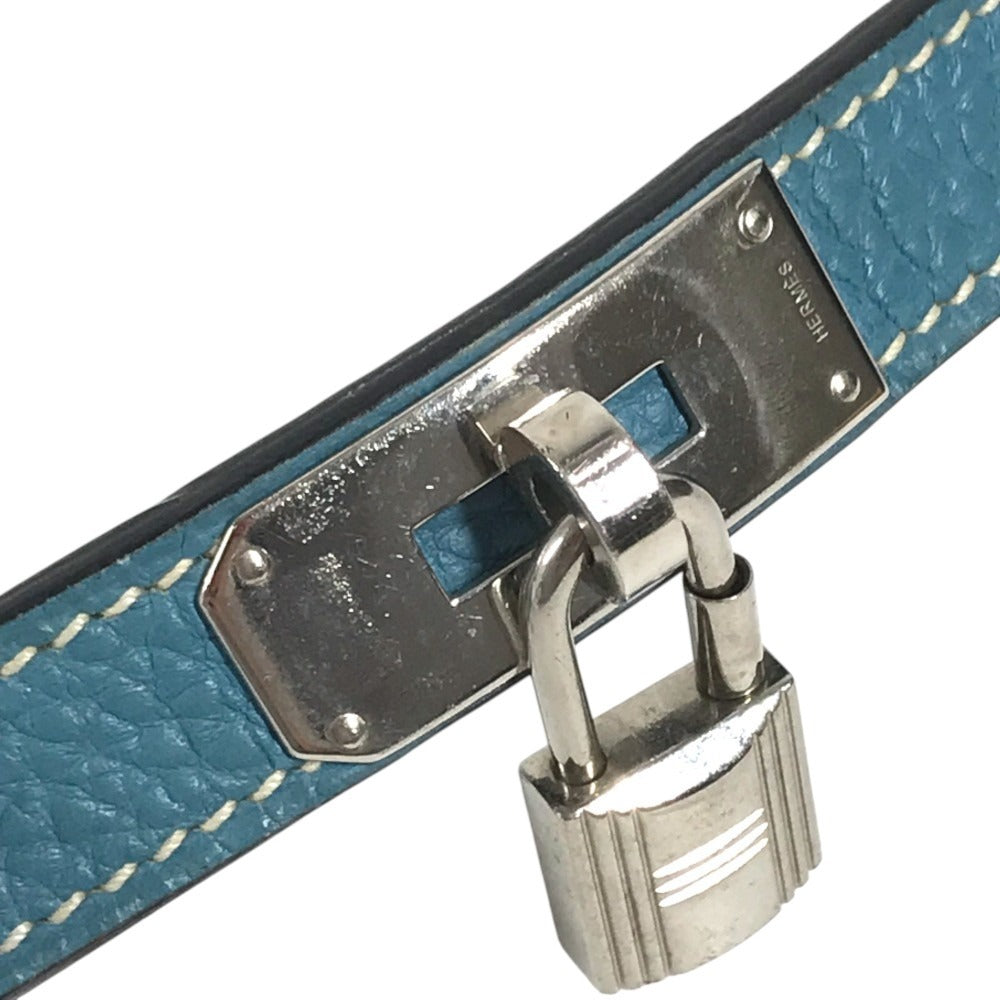 HERMES pet color Kelly collar Dog Animal Collar Leather blue/Silver Used