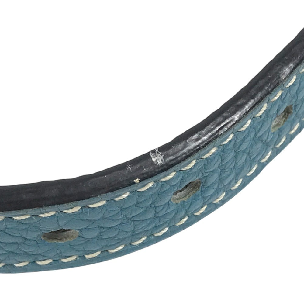 HERMES pet color Kelly collar Dog Animal Collar Leather blue/Silver Used