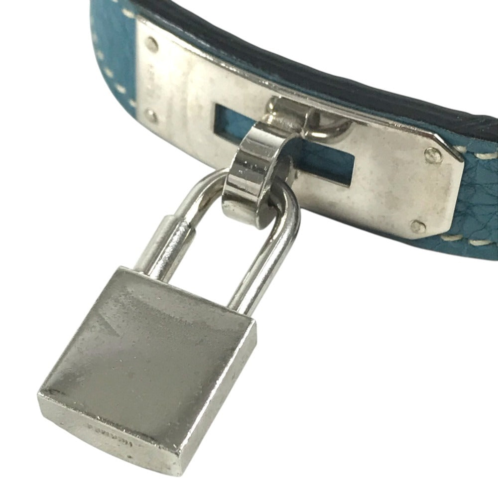 HERMES pet color Kelly collar Dog Animal Collar Leather blue/Silver Used