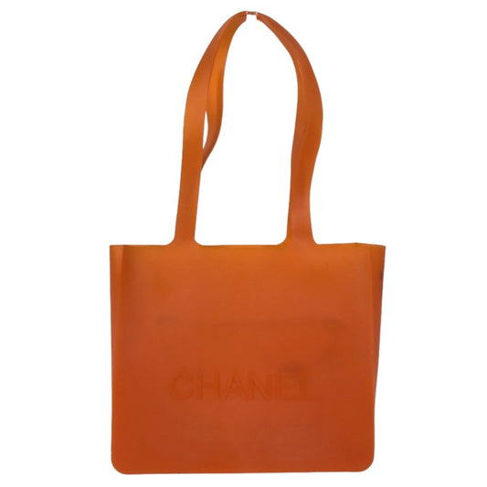 CHANEL logo beach bag Bag Shoulder Bag Tote Bag rubber Orange Used