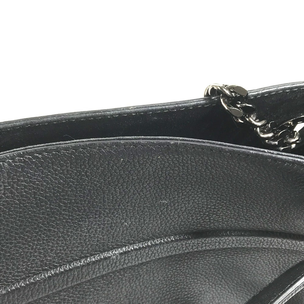 BVLGARI logo Shoulder Bag, Shoulder Bag, Double Chain Tote Bag Leather Black Used