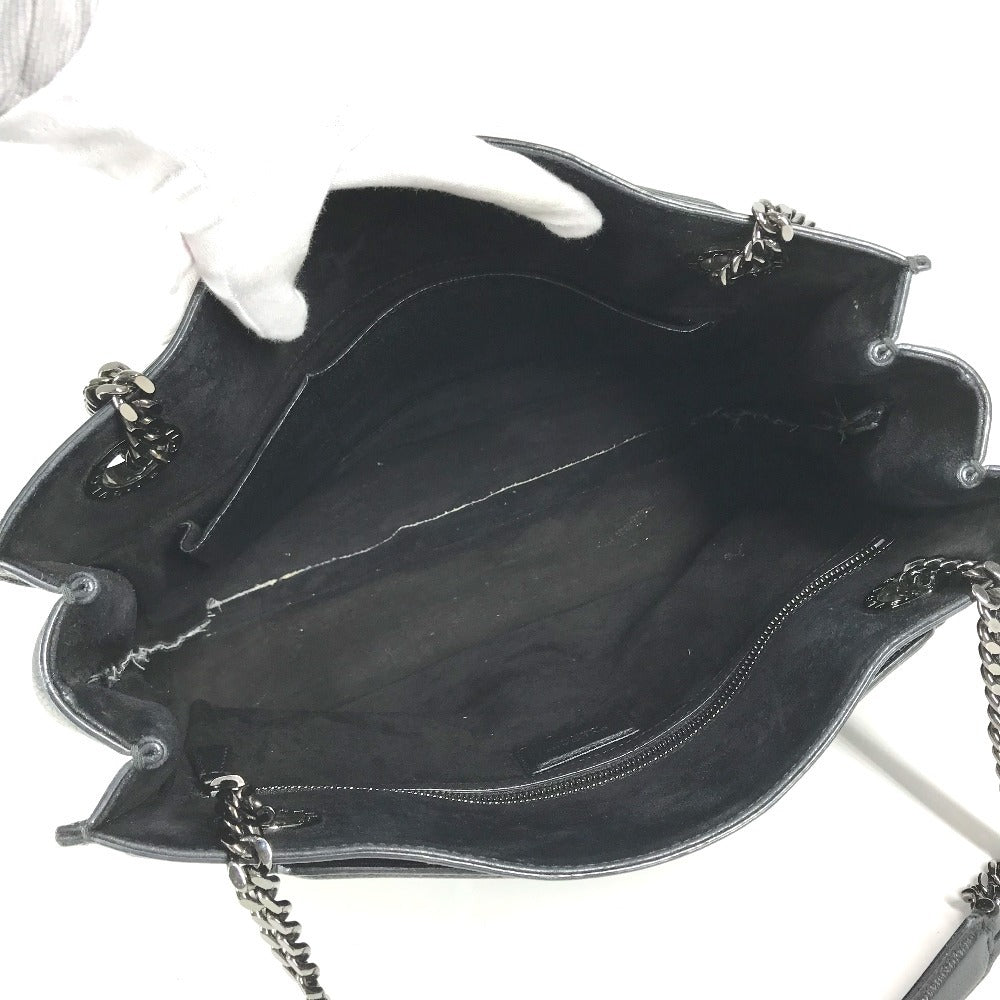 BVLGARI logo Shoulder Bag, Shoulder Bag, Double Chain Tote Bag Leather Black Used