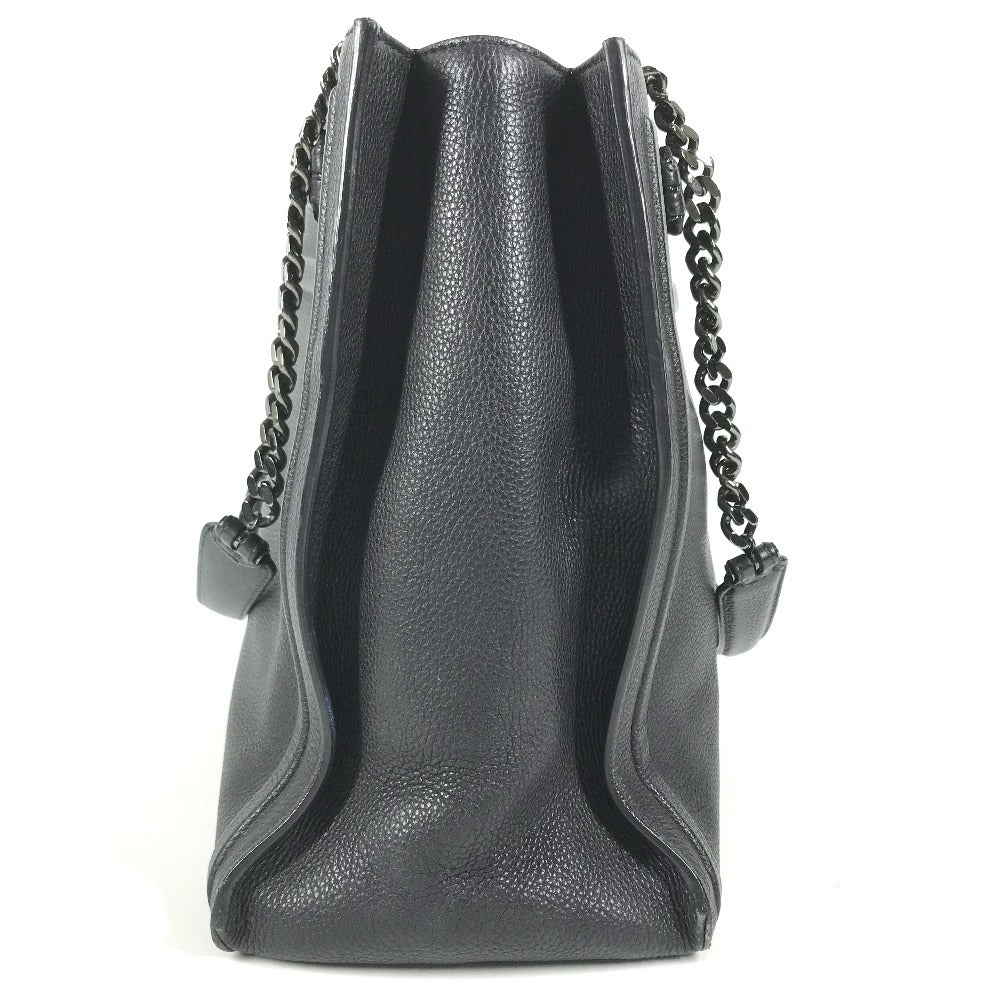 BVLGARI logo Shoulder Bag, Shoulder Bag, Double Chain Tote Bag Leather Black Used