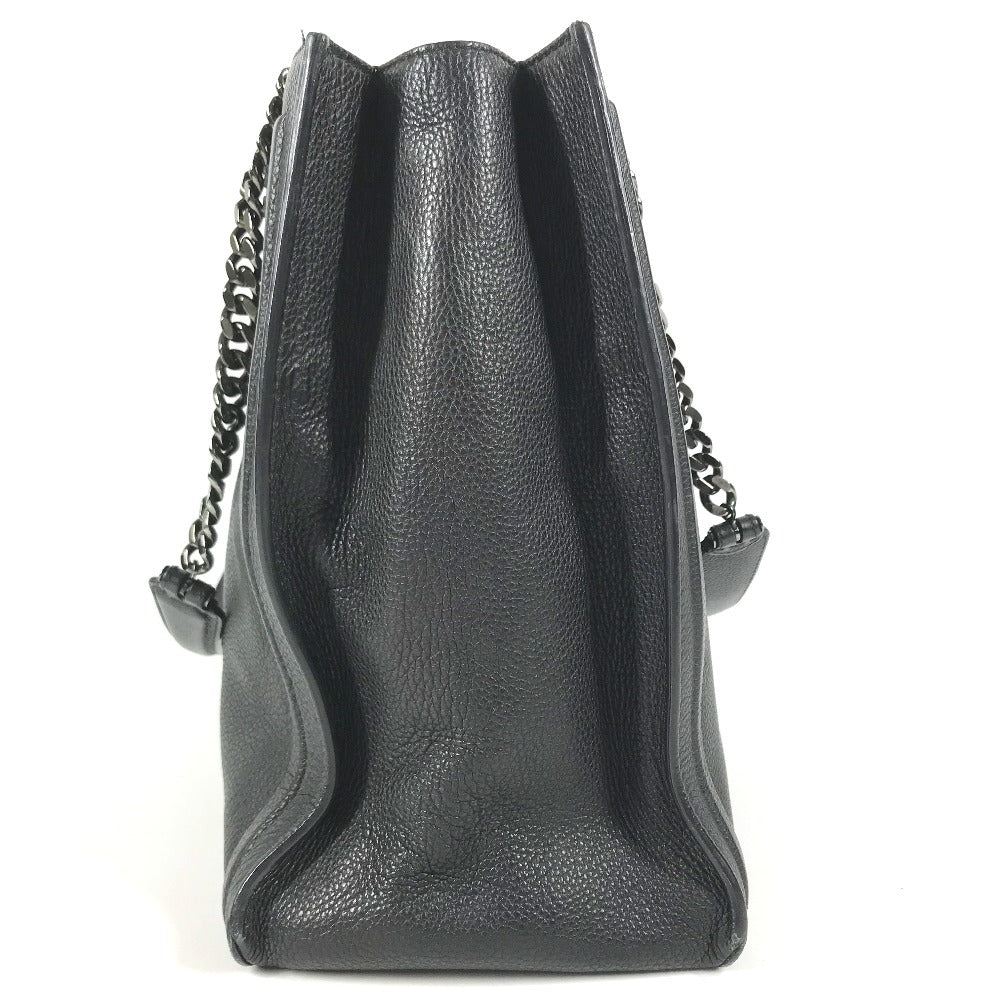 BVLGARI logo Shoulder Bag, Shoulder Bag, Double Chain Tote Bag Leather Black Used