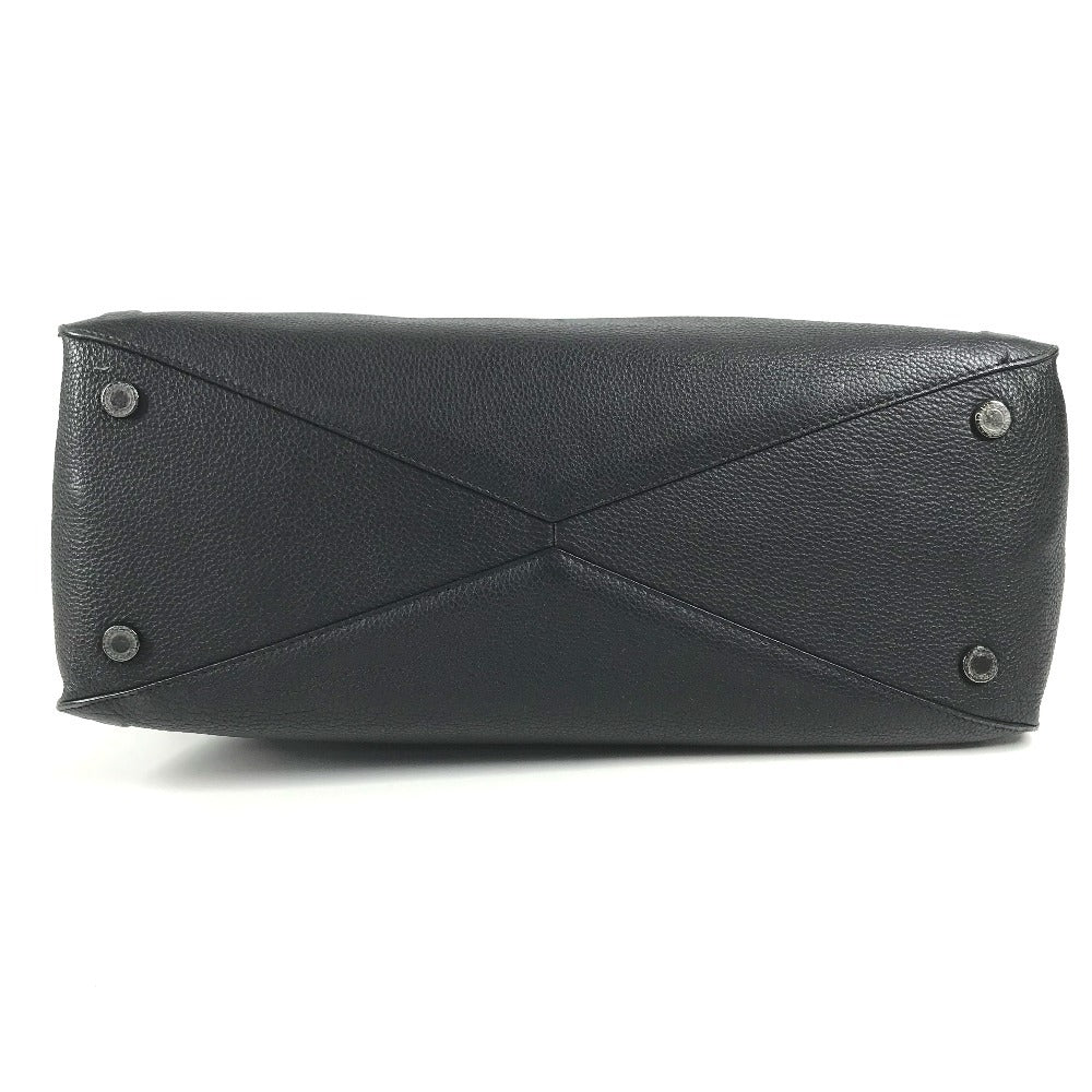 BVLGARI logo Shoulder Bag, Shoulder Bag, Double Chain Tote Bag Leather Black Used