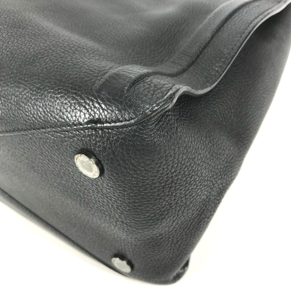 BVLGARI logo Shoulder Bag, Shoulder Bag, Double Chain Tote Bag Leather Black Used