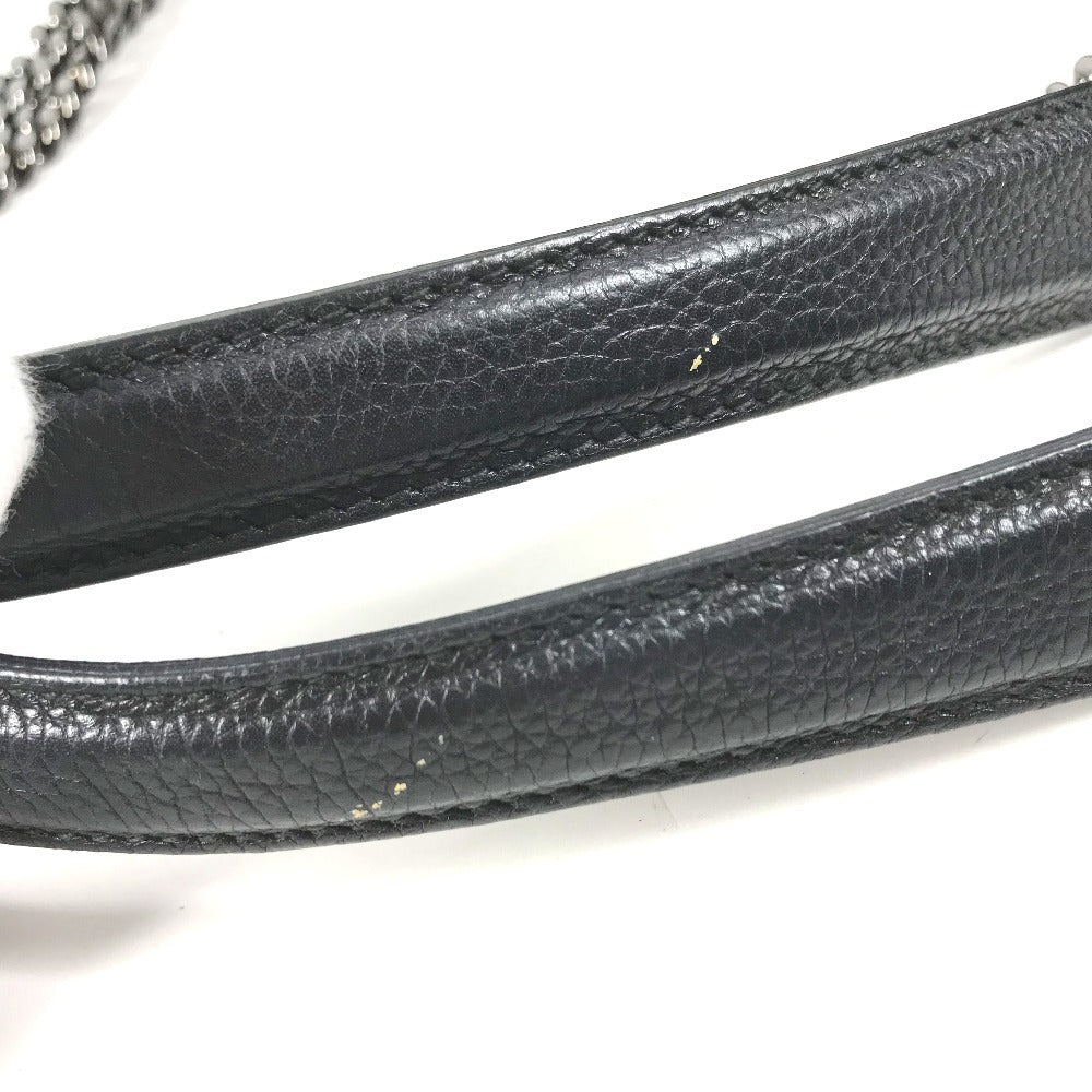 BVLGARI logo Shoulder Bag, Shoulder Bag, Double Chain Tote Bag Leather Black Used