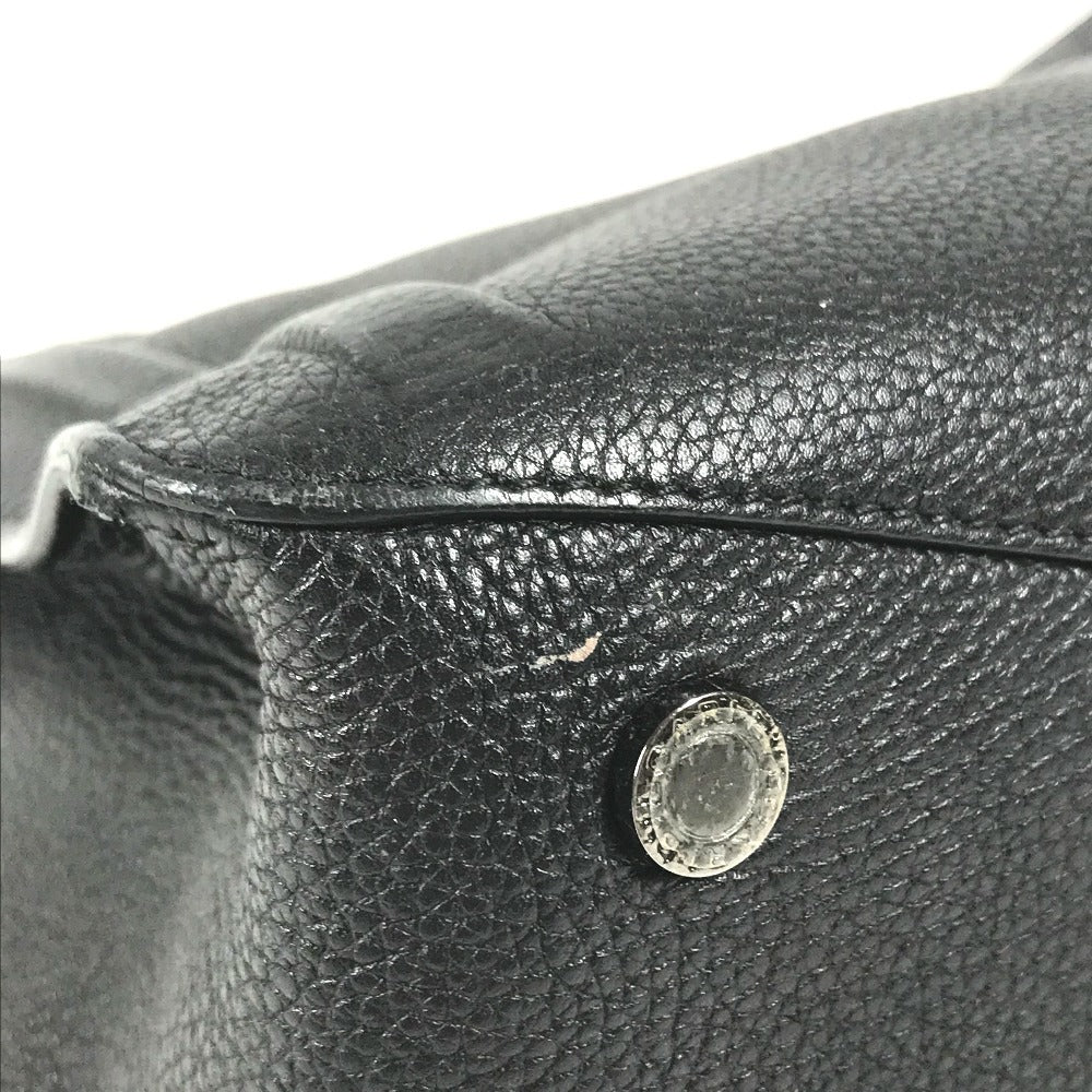 BVLGARI logo Shoulder Bag, Shoulder Bag, Double Chain Tote Bag Leather Black Used