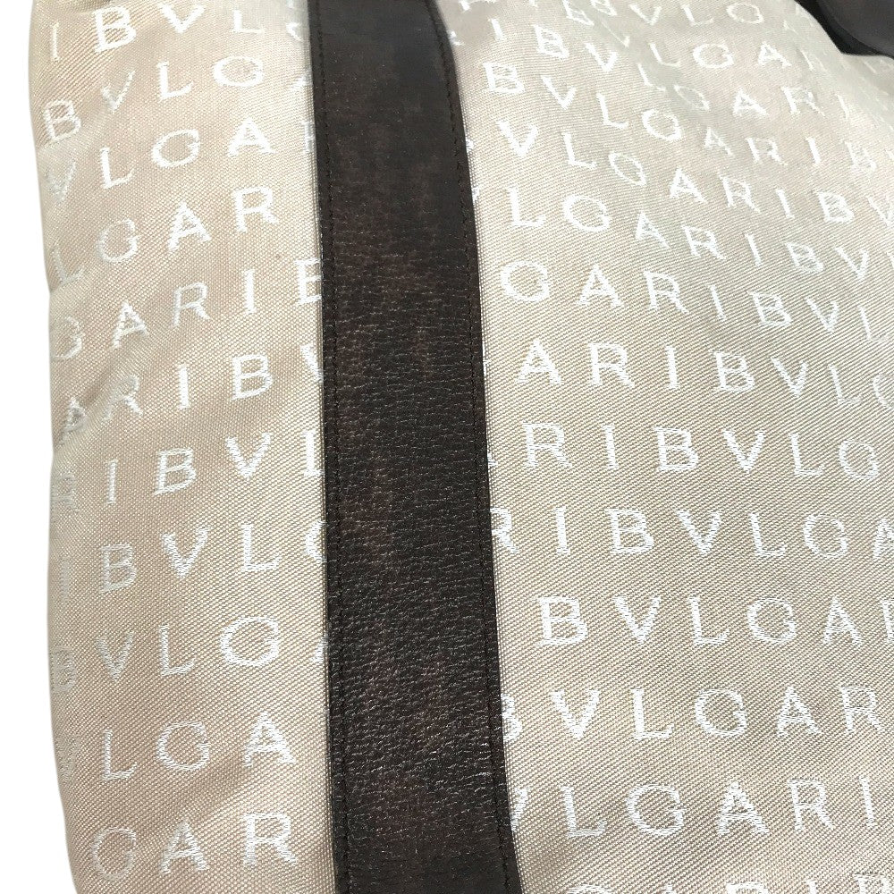 BVLGARI Logo mania Tote bag, canvas, shoulder bag Shoulder Bag Leather/Canvas Beige Used