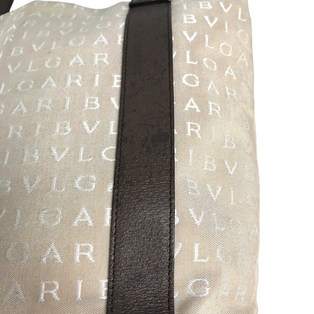 BVLGARI Logo mania Tote bag, canvas, shoulder bag Shoulder Bag Leather/Canvas Beige Used