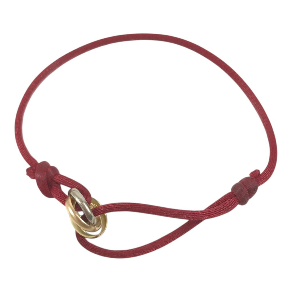 CARTIER K18 Gold 18K Trinity Cord Bracelet Accessory Jewelry Bangle Bracelet Au750 Red Used