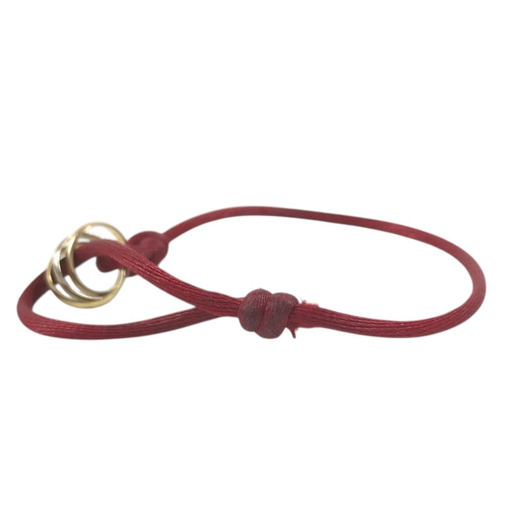 CARTIER K18 Gold 18K Trinity Cord Bracelet Accessory Jewelry Bangle Bracelet Au750 Red Used