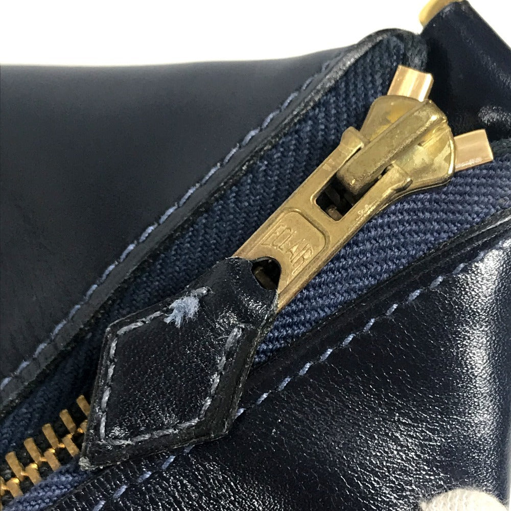 HERMES vintage Vanity bag bag pouch Hand Bag Leather Navy Used