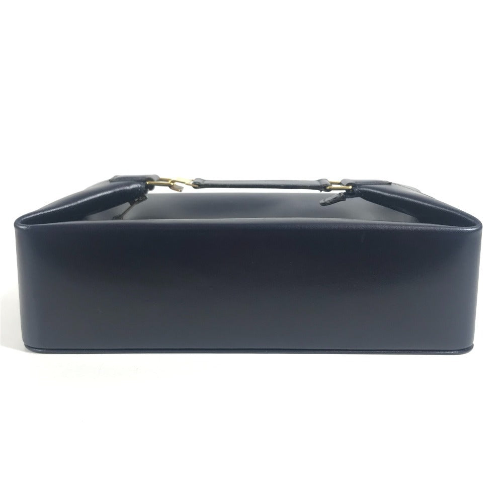 HERMES vintage Vanity bag bag pouch Hand Bag Leather Navy Used