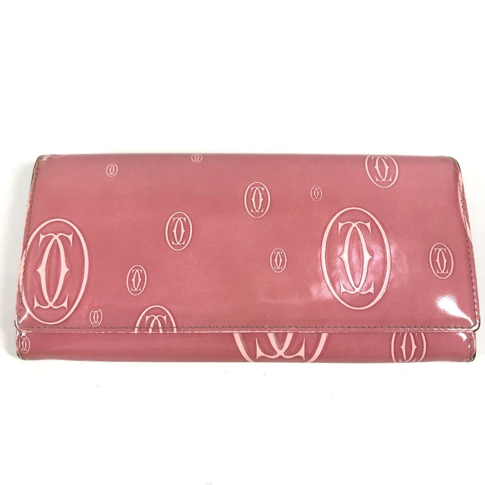 CARTIER Happy birthday logo Long Wallet Bi-fold Flap Long Wallet Leather pink Used