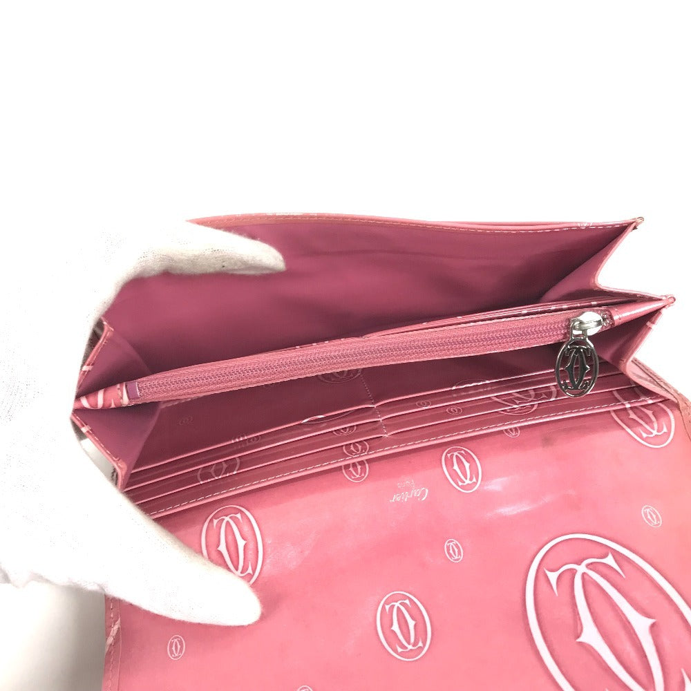 CARTIER Happy birthday logo Long Wallet Bi-fold Flap Long Wallet Leather pink Used