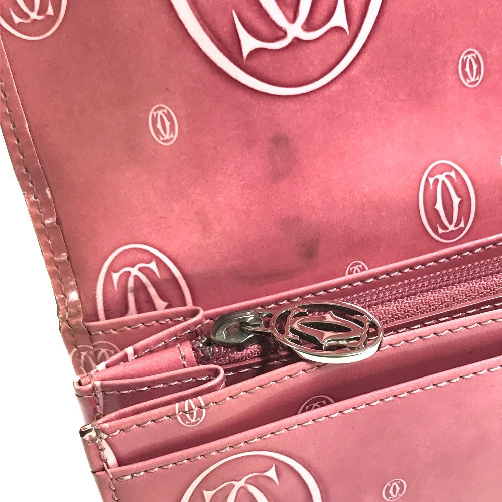 CARTIER Happy birthday logo Long Wallet Bi-fold Flap Long Wallet Leather pink Used