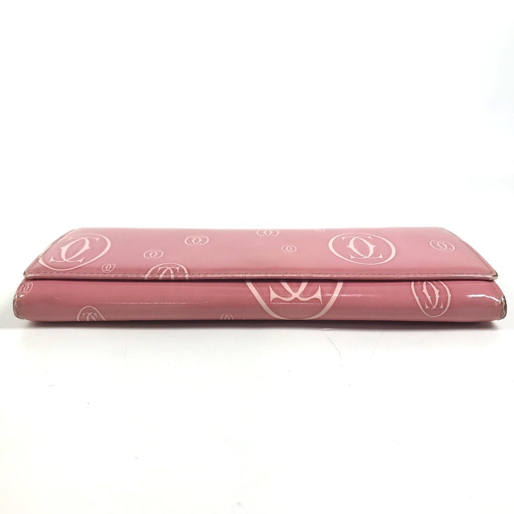 CARTIER Happy birthday logo Long Wallet Bi-fold Flap Long Wallet Leather pink Used