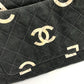 CHANEL vintage CC Mark logo quilted all-over pattern Bag Tote Bag Hand Bag Canvas Black/White Used