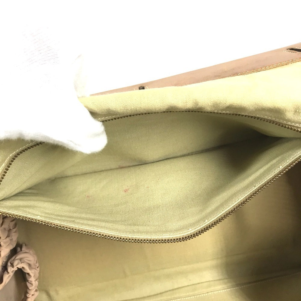 HERMES Vanity bag Shoulder Bag with pouch Duffle Bag Leather/Canvas Beige/Brown Used