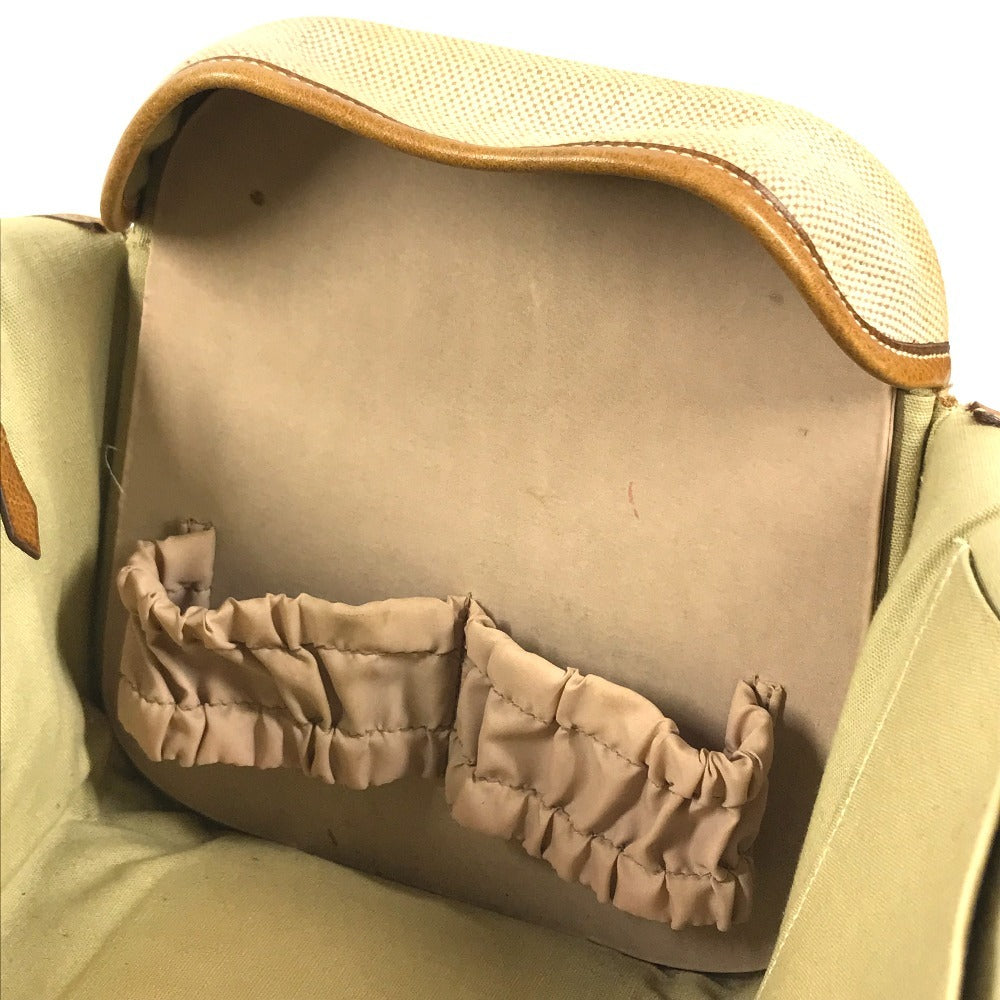 HERMES Vanity bag Shoulder Bag with pouch Duffle Bag Leather/Canvas Beige/Brown Used