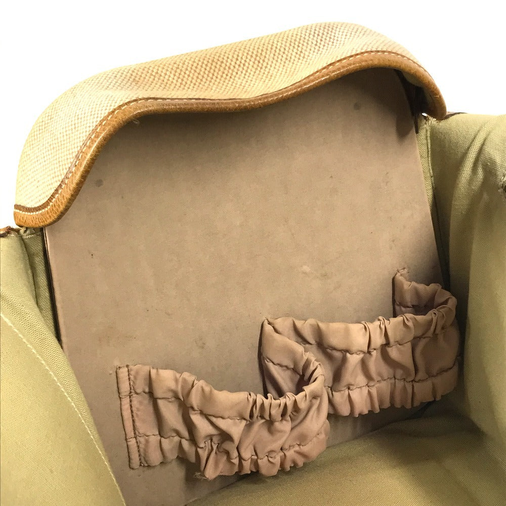 HERMES Vanity bag Shoulder Bag with pouch Duffle Bag Leather/Canvas Beige/Brown Used
