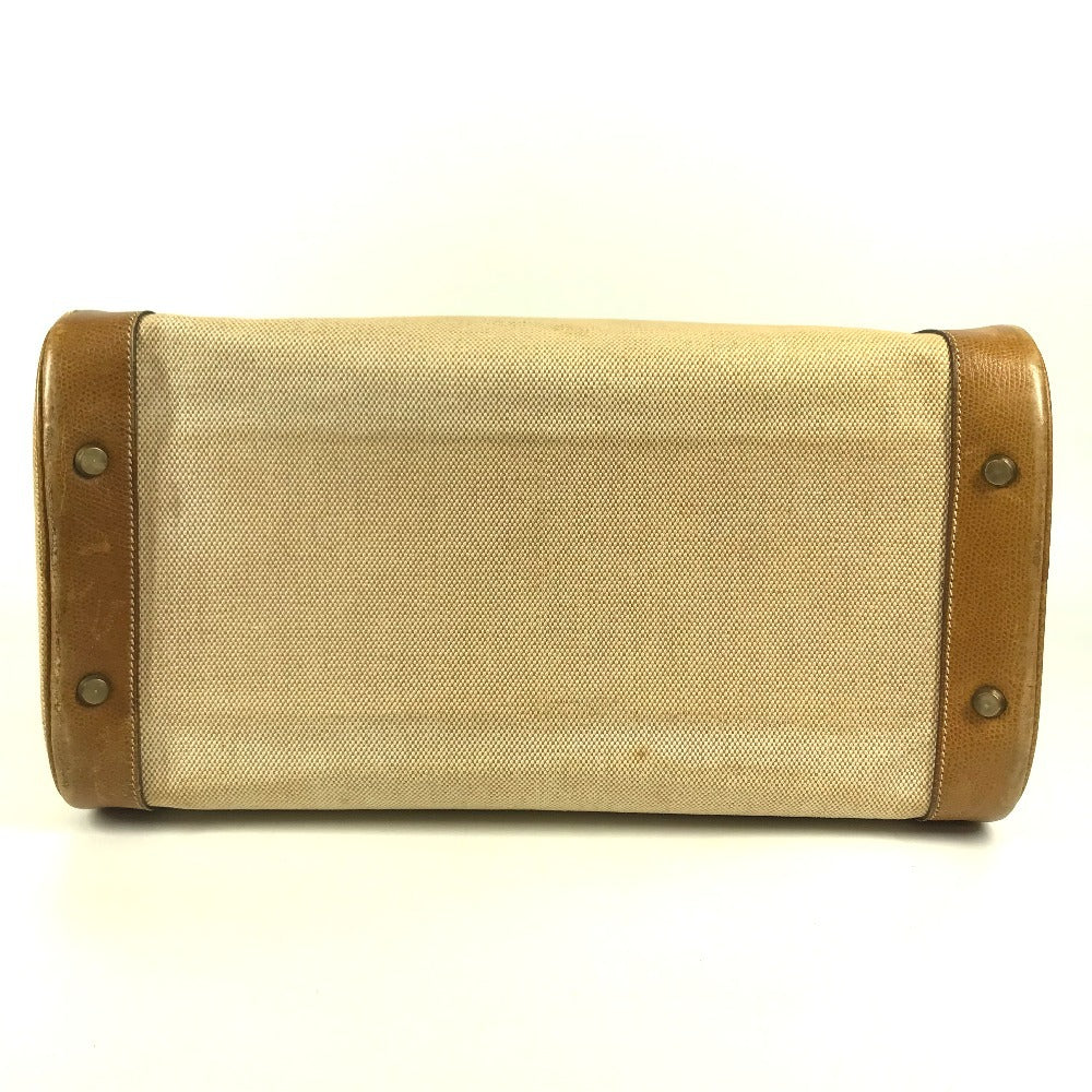 HERMES Vanity bag Shoulder Bag with pouch Duffle Bag Leather/Canvas Beige/Brown Used