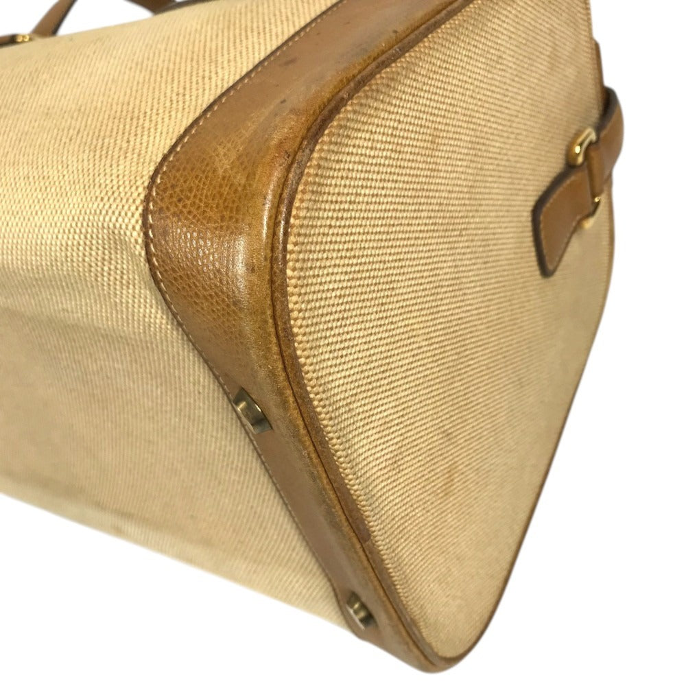 HERMES Vanity bag Shoulder Bag with pouch Duffle Bag Leather/Canvas Beige/Brown Used