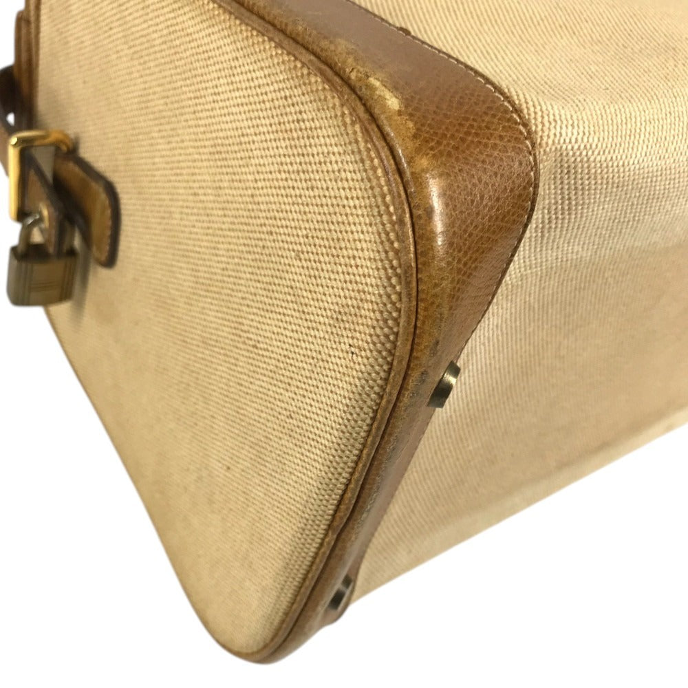 HERMES Vanity bag Shoulder Bag with pouch Duffle Bag Leather/Canvas Beige/Brown Used