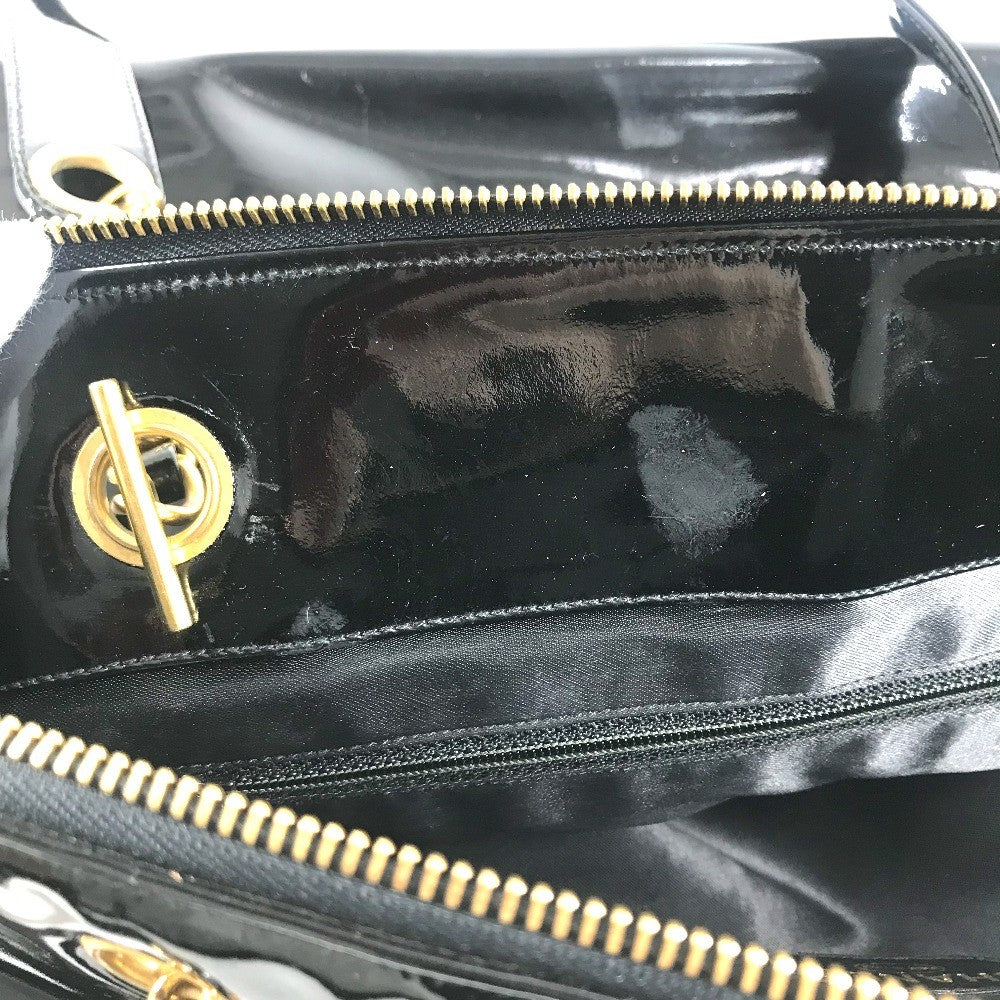 CHANEL vintage Logo CC CC Mark Shoulder bag, enamel, patent leather, GoldHardware Shoulder Bag enamel Black/GoldHardware Used