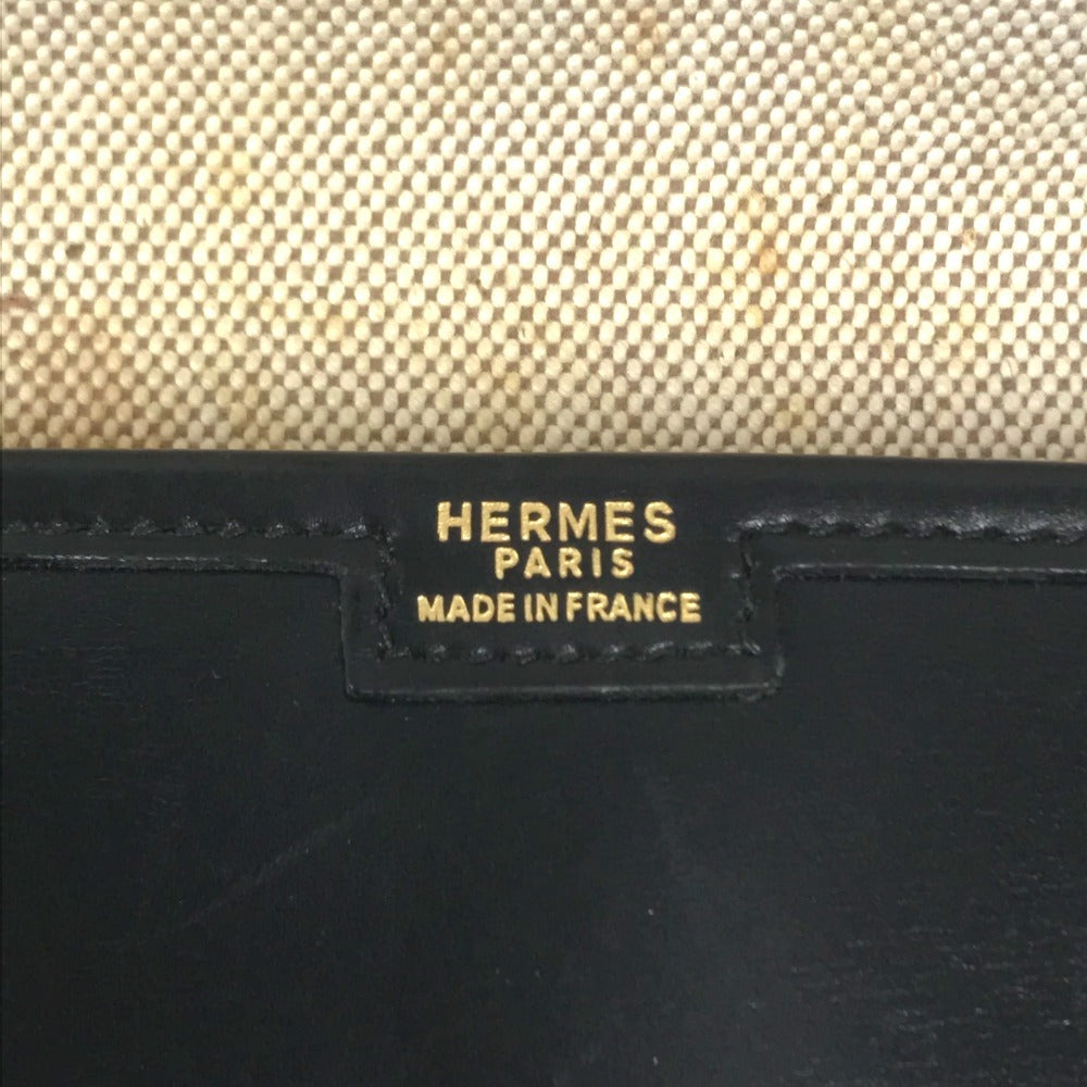 HERMES H logo vintage Jige PM Bag Document Bag Flap Cluch Bag Clutch bag Leather Black Used