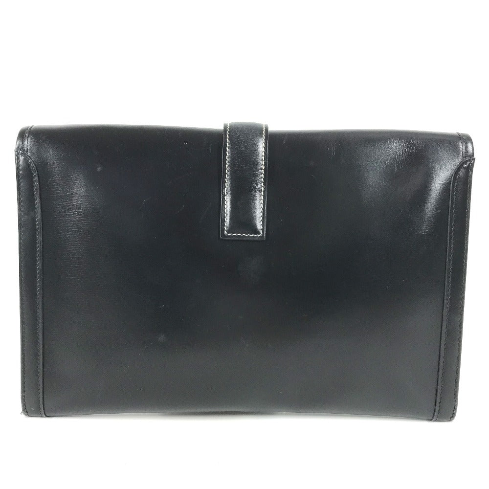 HERMES H logo vintage Jige PM Bag Document Bag Flap Cluch Bag Clutch bag Leather Black Used