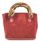 GUCCI 007 1793 0236 vintage Bamboo Mini 2-Way Bag Bag Shoulder Bag Hand Bag Leather / suede Red Used