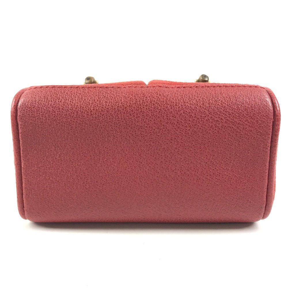 GUCCI 007 1793 0236 vintage Bamboo Mini 2-Way Bag Bag Shoulder Bag Hand Bag Leather / suede Red Used