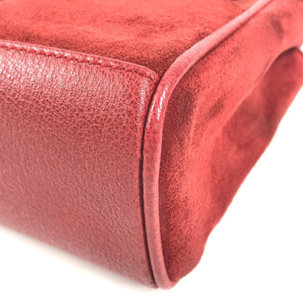 GUCCI 007 1793 0236 vintage Bamboo Mini 2-Way Bag Bag Shoulder Bag Hand Bag Leather / suede Red Used