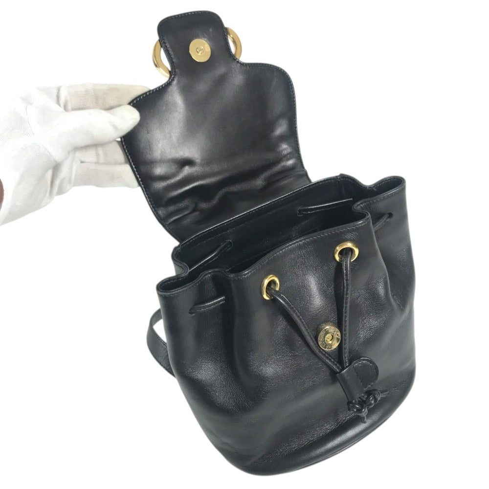 Salvatore Ferragamo Gancini Logo Mini Backpack bag backpack Backpack Leather Black/Gold Used
