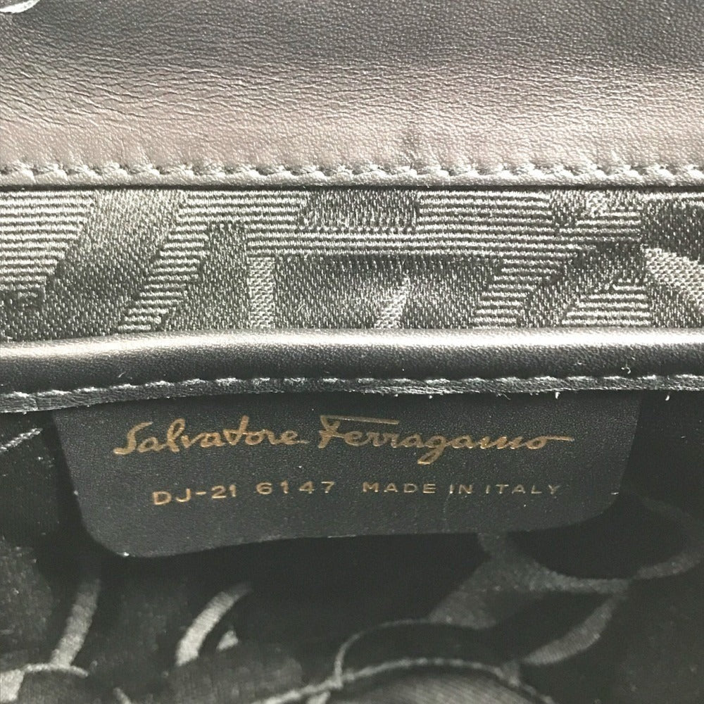 Salvatore Ferragamo Gancini Logo Mini Backpack bag backpack Backpack Leather Black/Gold Used