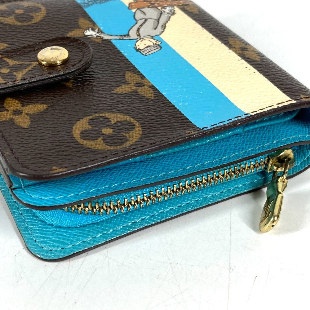 LOUIS VUITTON M60036 Monogram Groom Compact Zip Compact Zip Wallet Compact Wallet Folded wallet MonogramCanvas Brown/blue Used