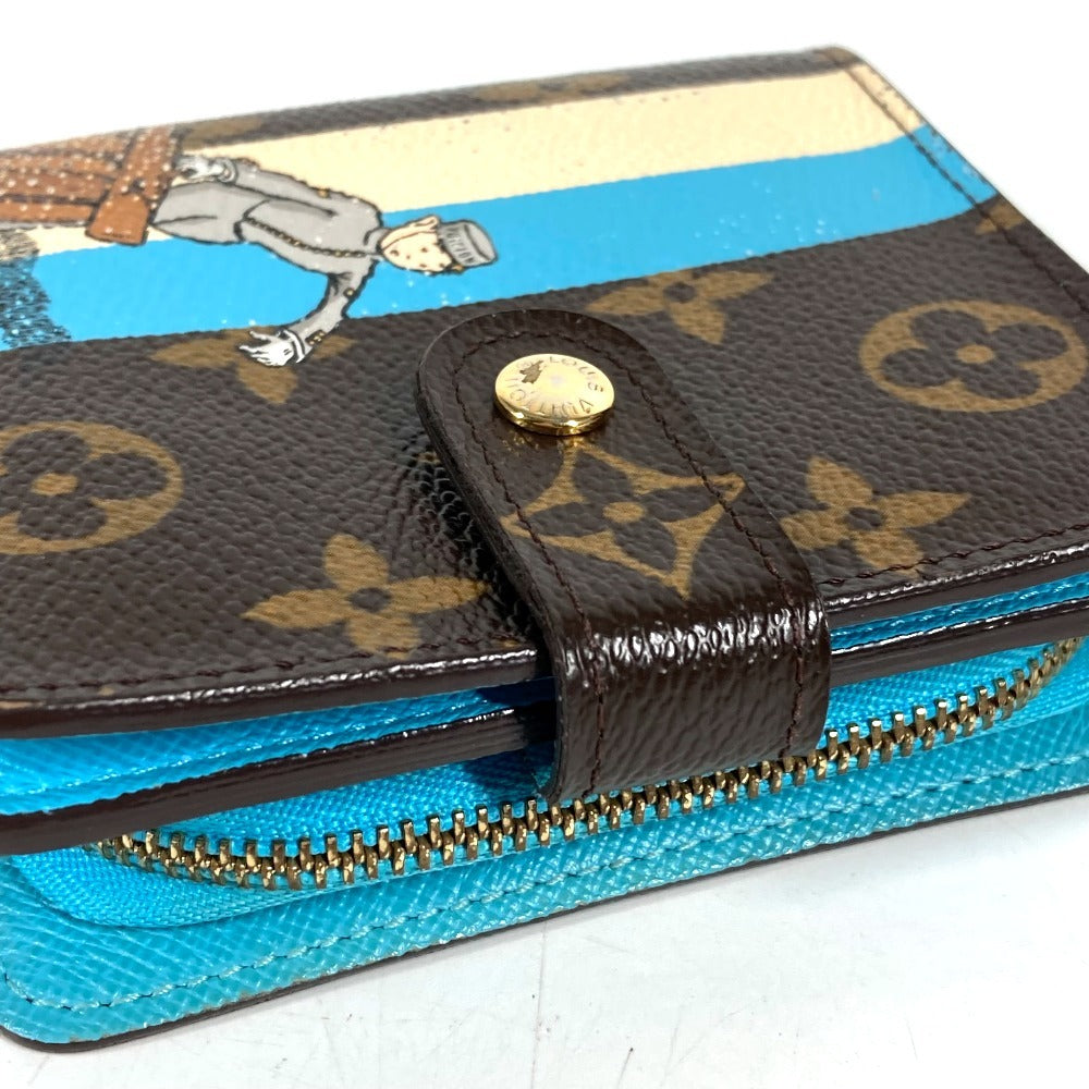 LOUIS VUITTON M60036 Monogram Groom Compact Zip Compact Zip Wallet Compact Wallet Folded wallet MonogramCanvas Brown/blue Used