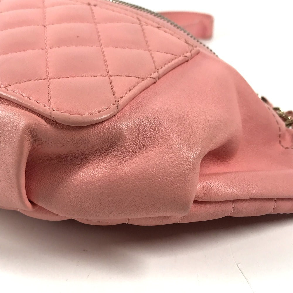 CHANEL Chain Belt Bag Waist Pouch CC CC Mark Bag Cross Quilted Matelasse body bag Leather pink/GoldHardware Used