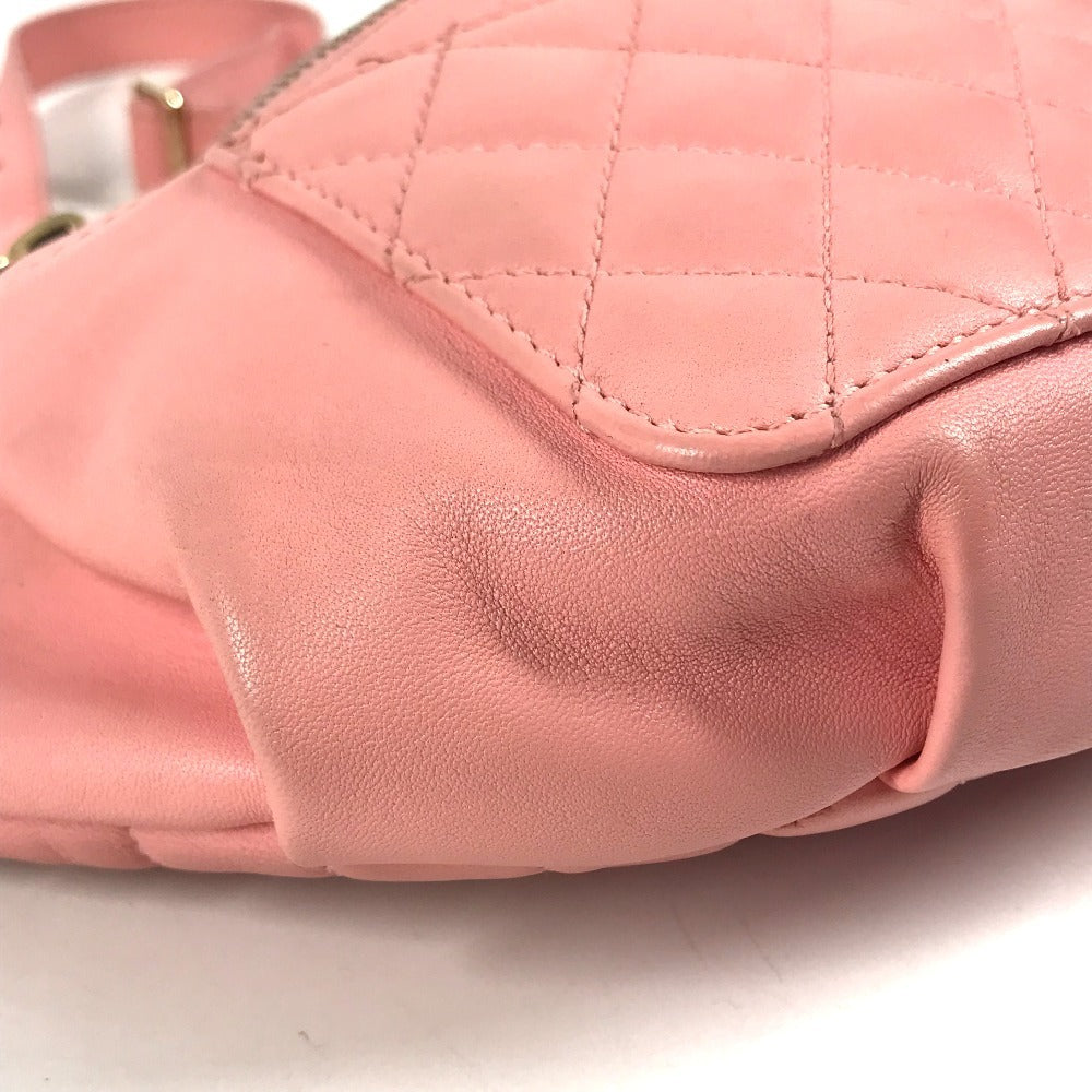 CHANEL Chain Belt Bag Waist Pouch CC CC Mark Bag Cross Quilted Matelasse body bag Leather pink/GoldHardware Used