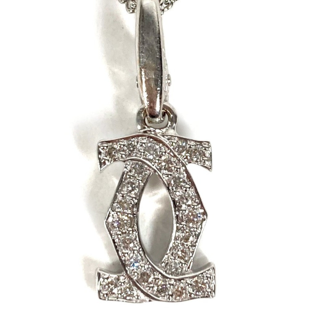 CARTIER K18 Gold 18K 2C Logo Charm Pendant Top Necklace Accessories Chain Necklace Jewelry Diamond charm WG750 Silver Used