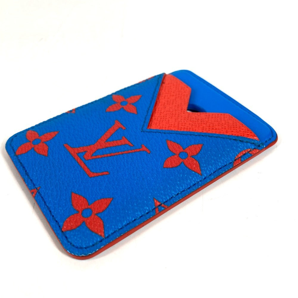 LOUIS VUITTON M15034 Monogram Glow Porte Cult Magnet MagSafe business card holder/pass case Card Case MonogramCanvas blue/Orange Used